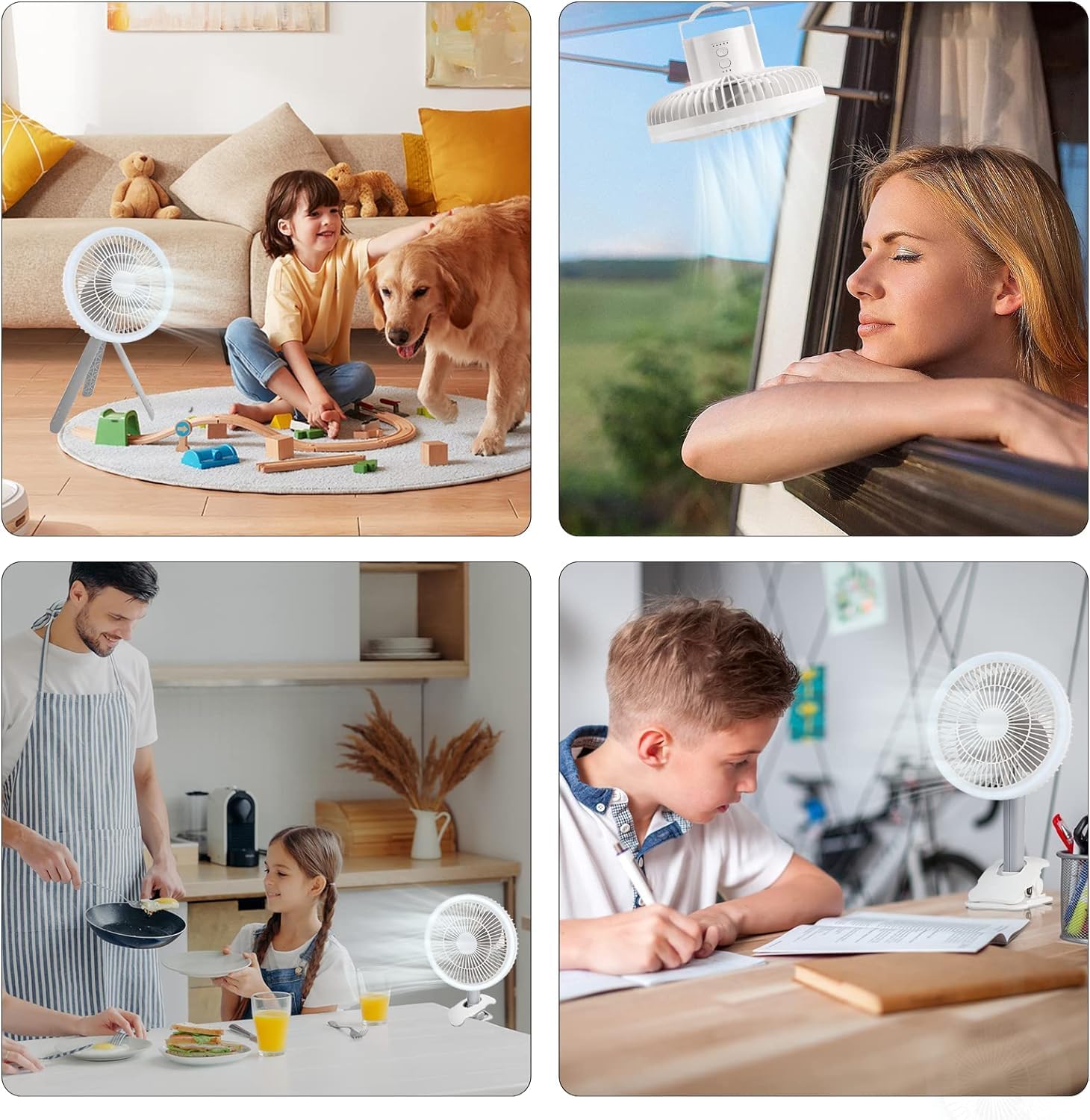 Ventilatore USB da Tavolo con Luce LED e Pinza - immagine 4