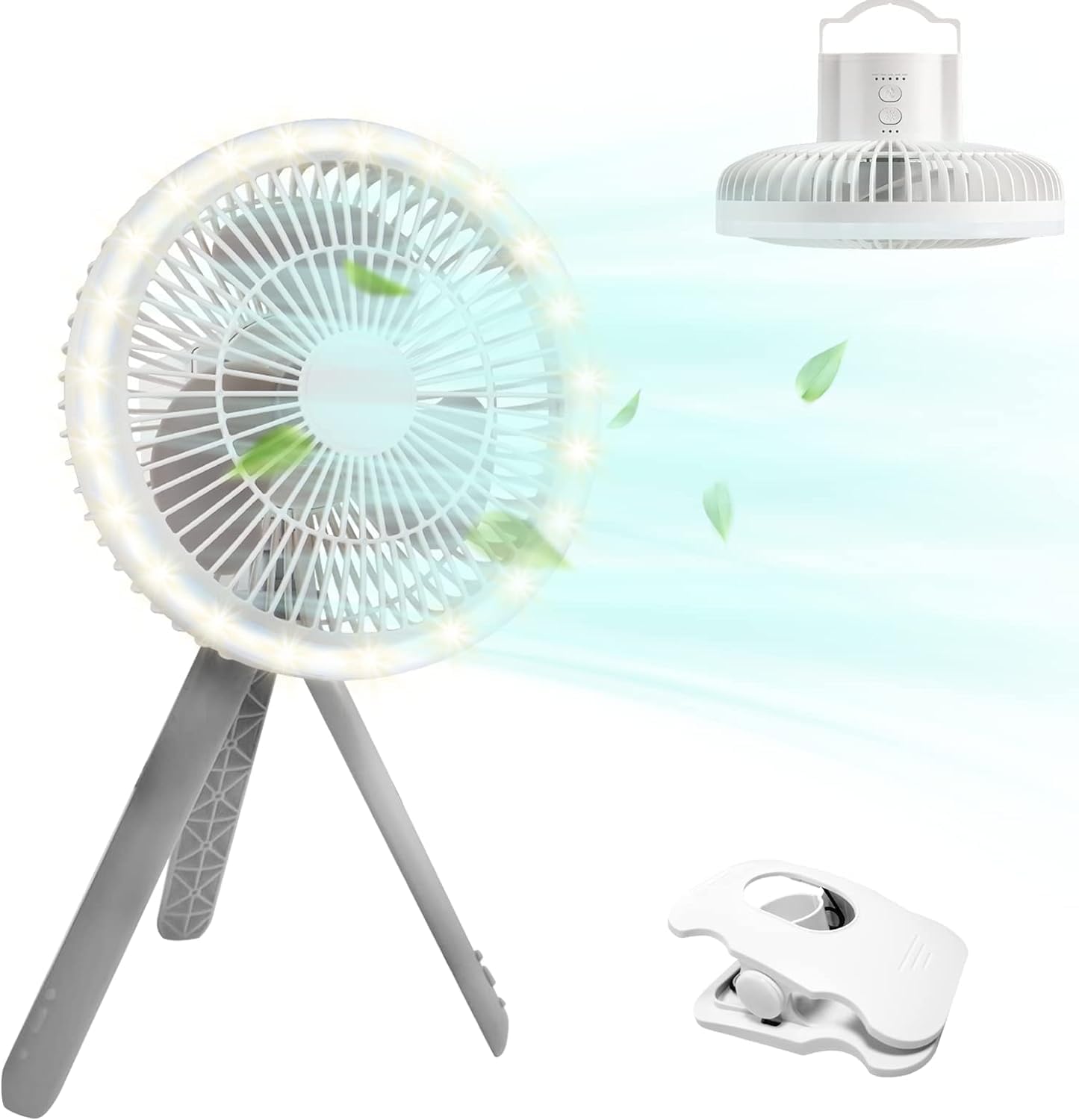 Ventilatore USB da Tavolo con Luce LED e Pinza - immagine 6