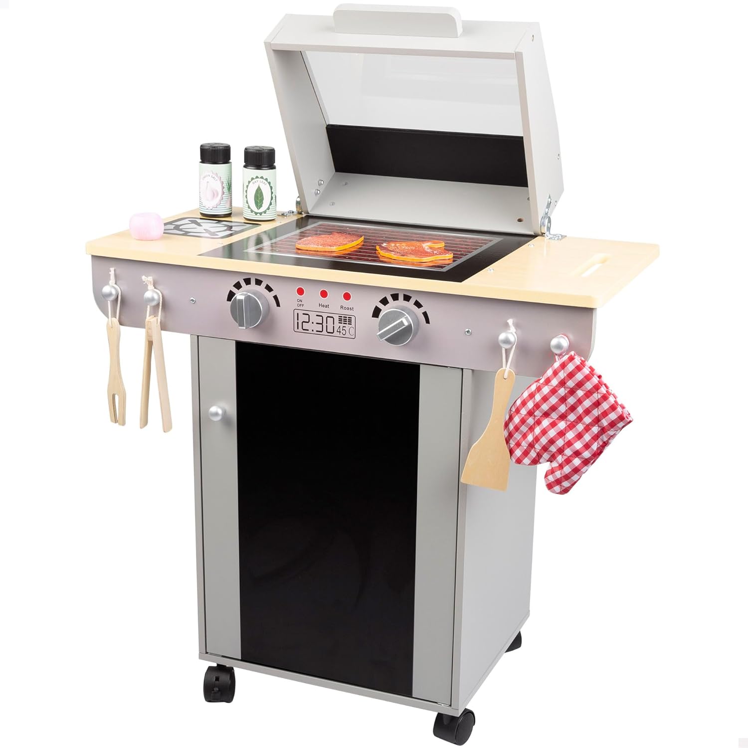 Teamson- BBQ Set Barbecue in Legno con 9 Accessori, Multicolore, M, 85399 - immagine 1