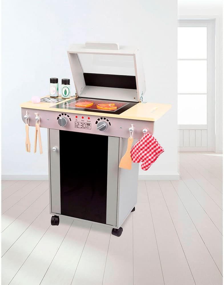 Teamson- BBQ Set Barbecue in Legno con 9 Accessori, Multicolore, M, 85399 - immagine 2