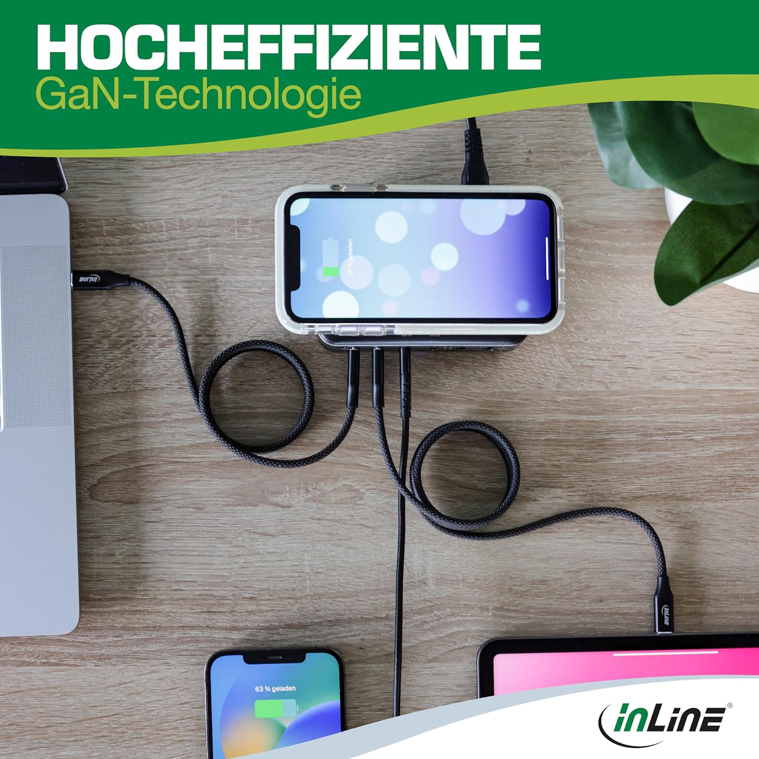 InLine Qi Powerstation 6 Porte GaN 100W, Nero - immagine 3