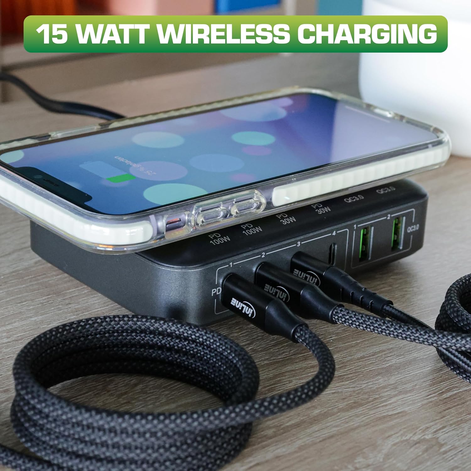 InLine Qi Powerstation 6 Porte GaN 100W, Nero - immagine 4