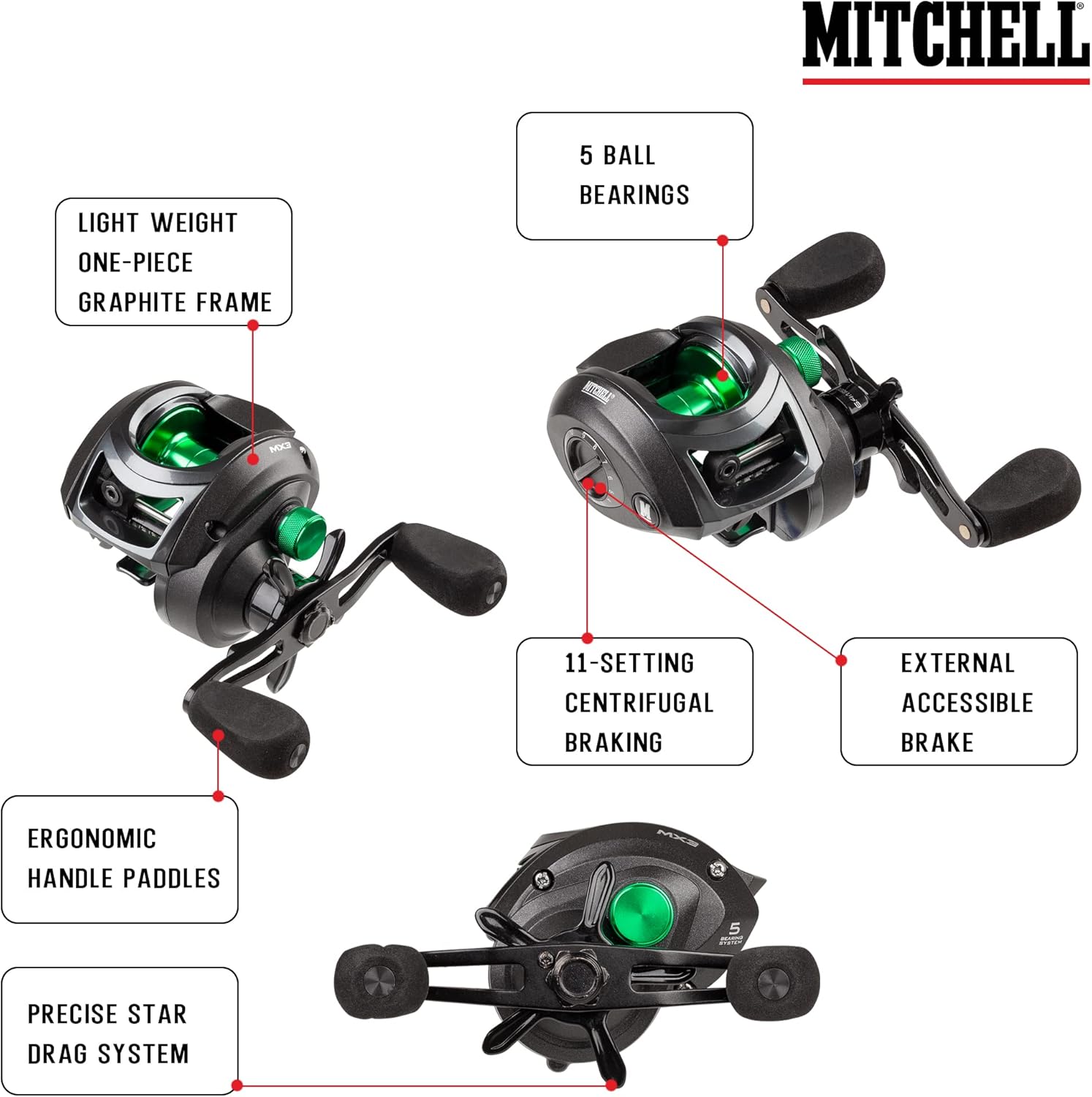 Mitchell MX3 - Mulinello da Pesca Baitcaster - immagine 4