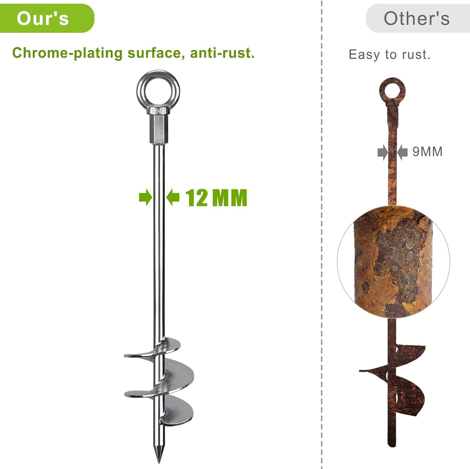 Picchetti per Tenda 45cm Resistenti con Lama a Spirale (4 pz) - immagine 4