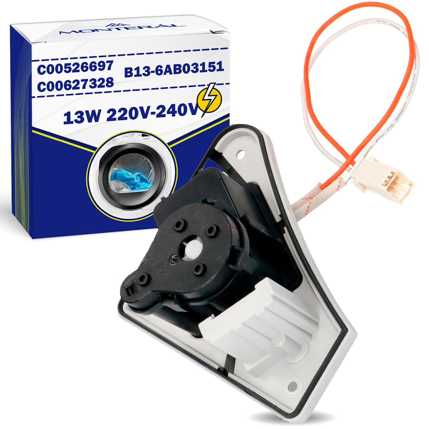 Pompa di Scarico della Condensa per Asciugatrici 13W 220V-240V con Codice Originale 488000526697 488000627328 C00526697 C00627328 per Whirlpool B13-6AB03151 per HANYU - Garanzia di 10 Anni - MONTERAL