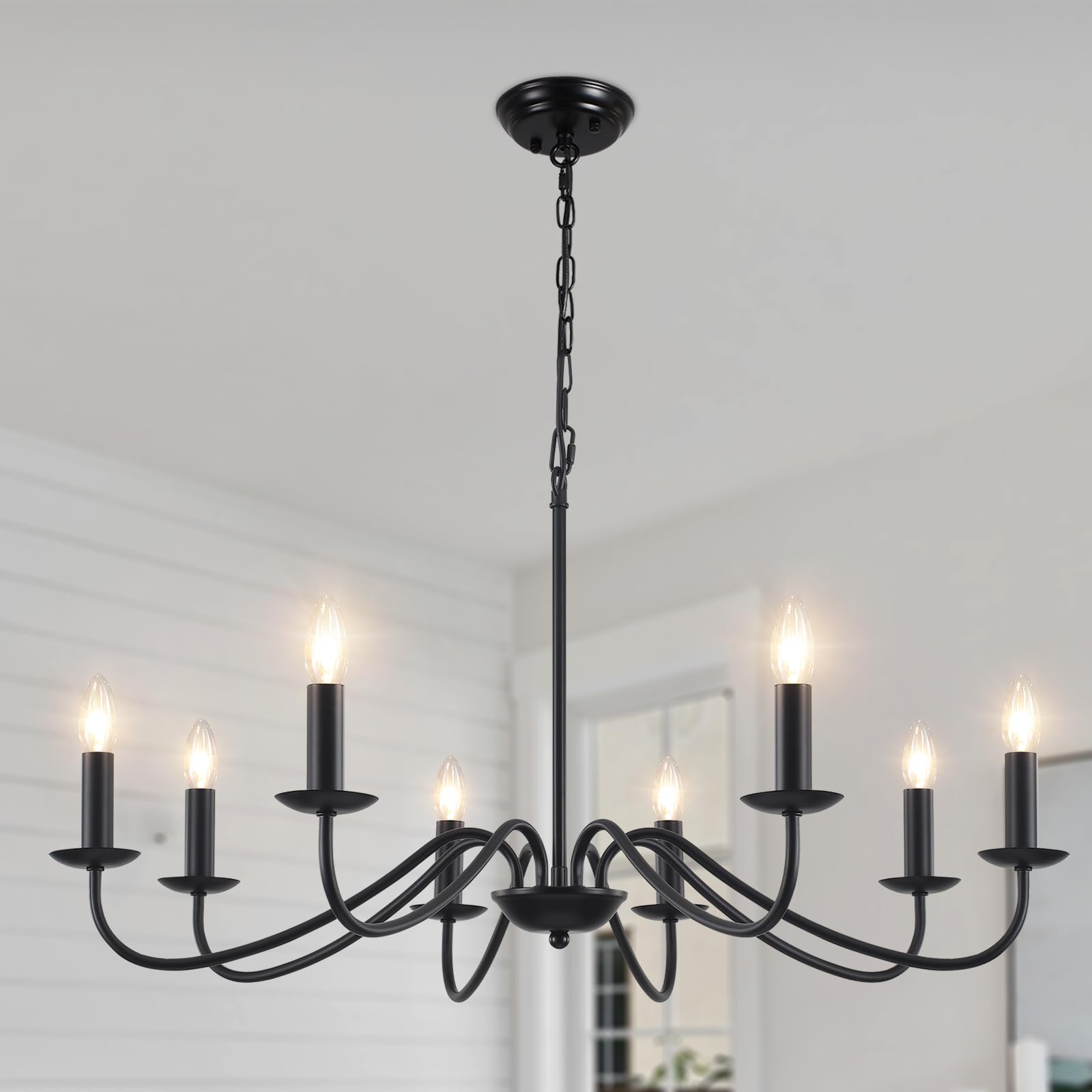 Mrhyswd Lampadario Nero Vintage 8 Luci Industriale