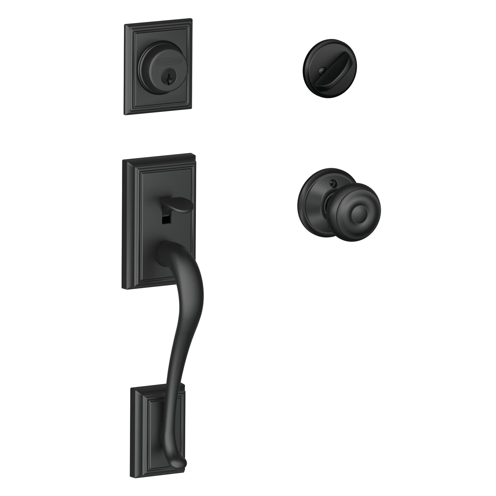 SCHLAGE Addison - Maniglia monocilindrica e pomello georgiano, nero opaco (F60 ADD 622 GEO) by Lock Company