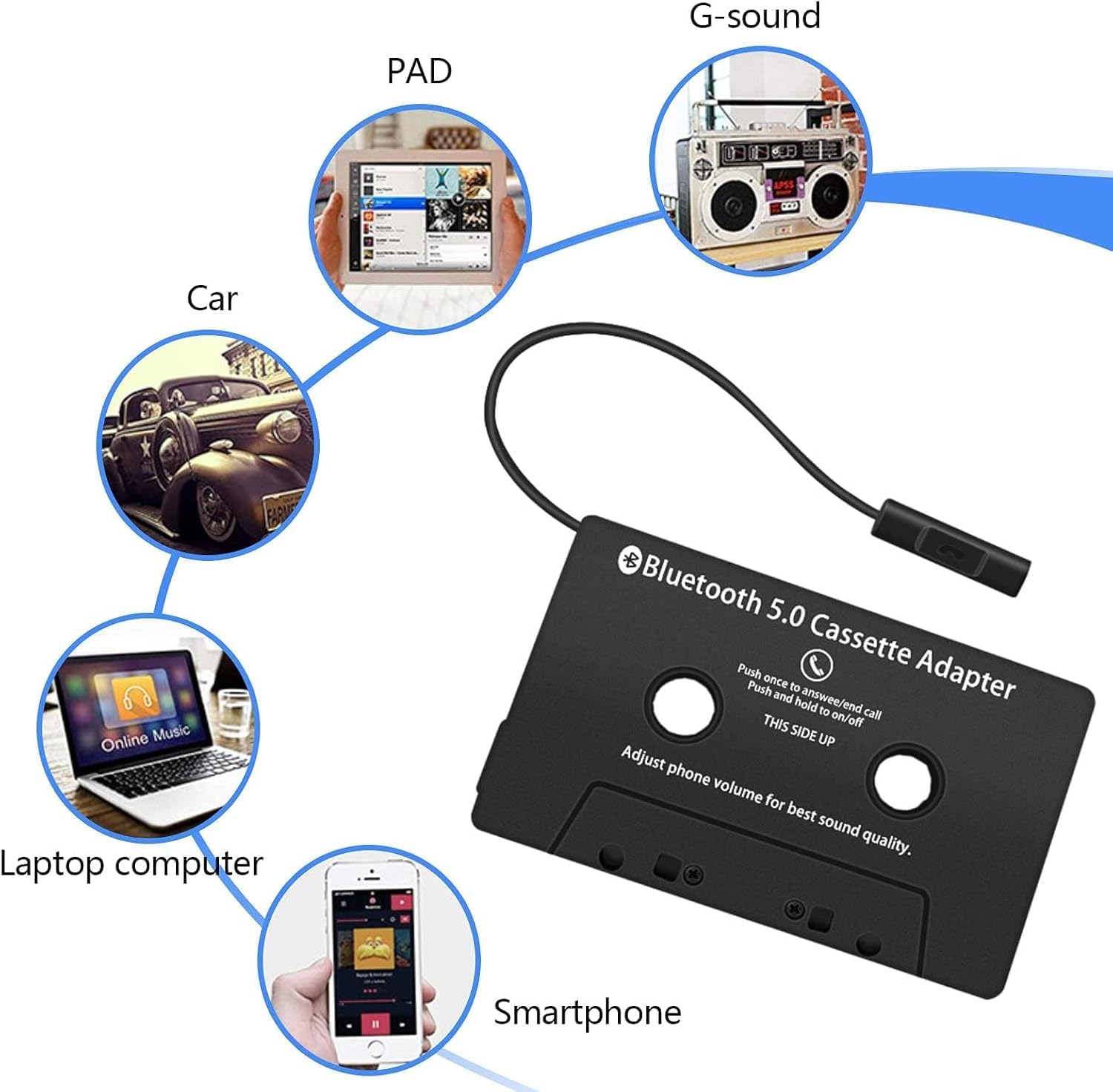 Adattatore Cassetta Autoradio Bluetooth 5.0 con Microfono - immagine 6
