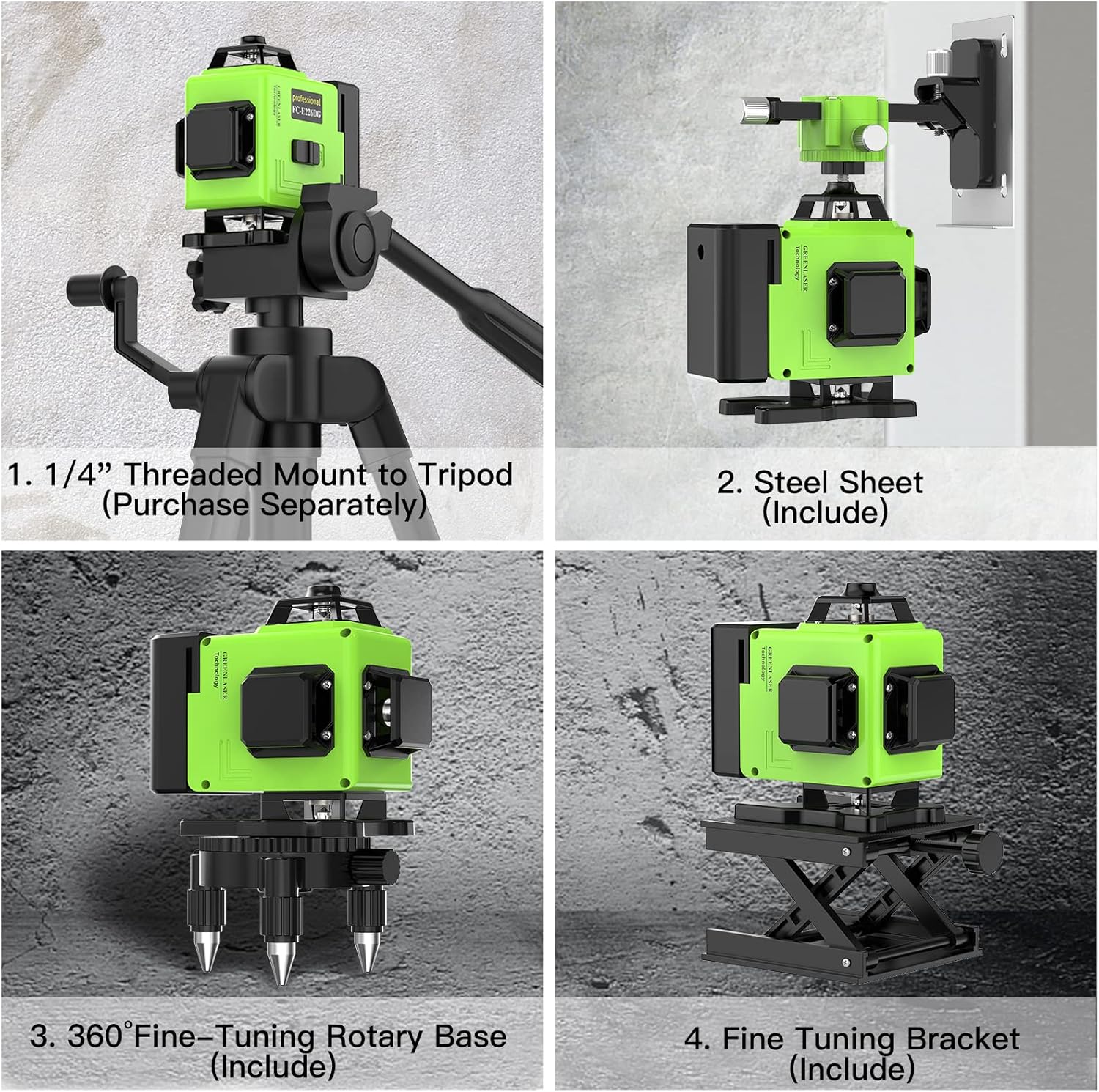 Livella Laser 4D 16 Linee Verde 4x360° - immagine 4