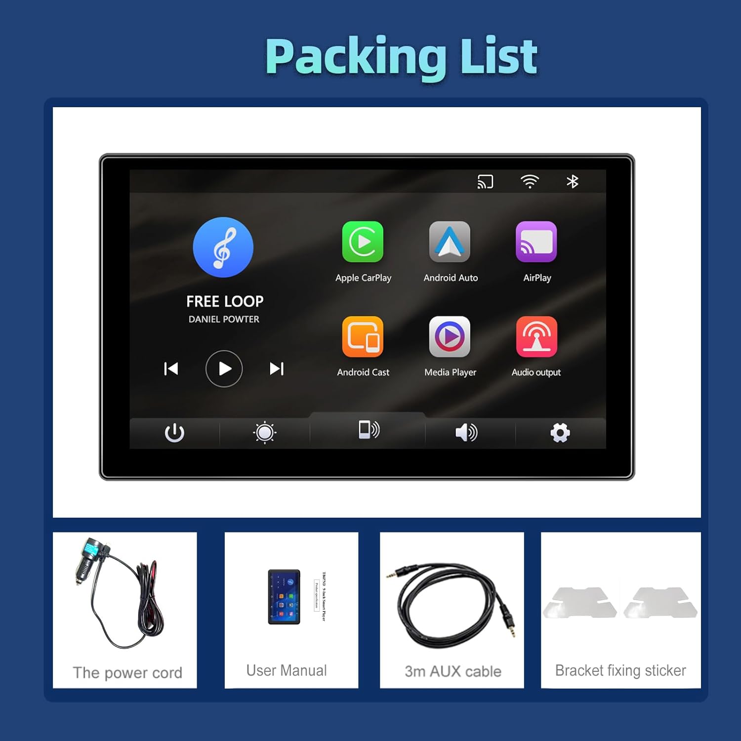 Podofo Autoradio Portatile 9" Wireless Carplay Android Auto - immagine 7