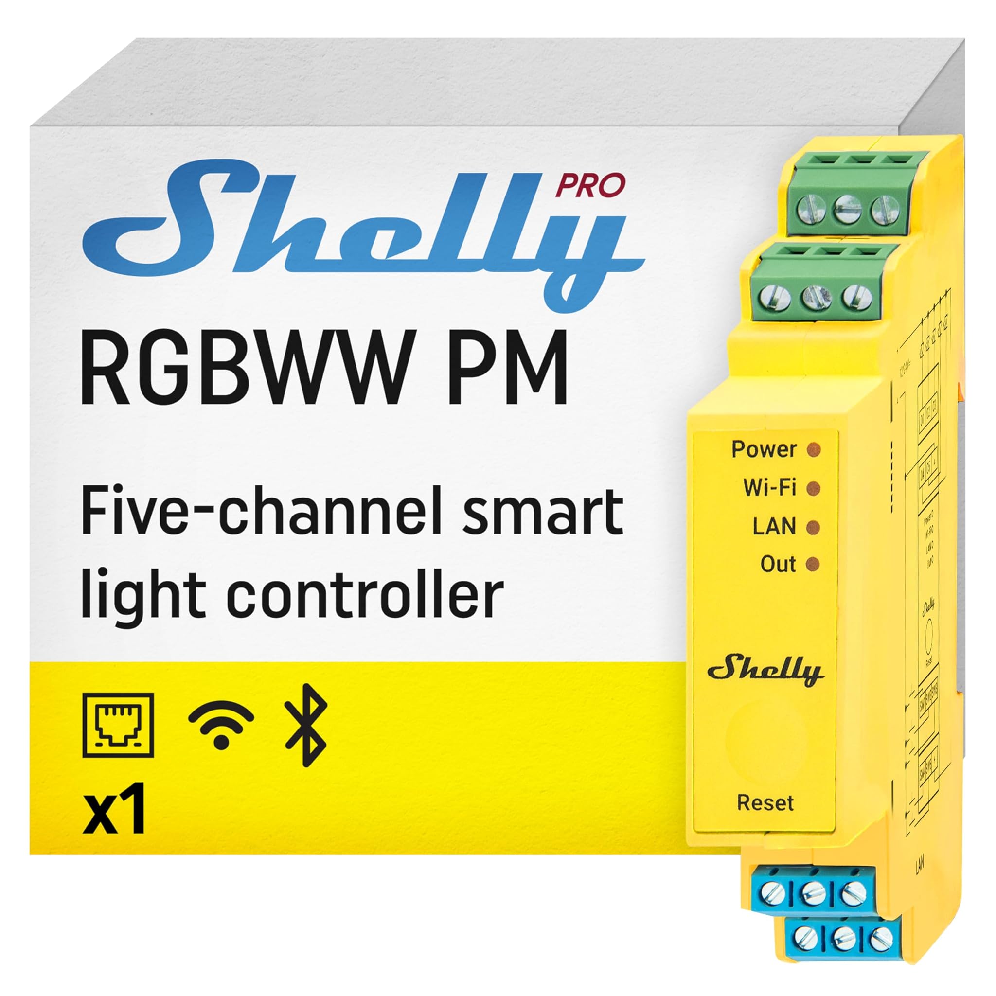 Shelly Pro RGBWW PM - Controller Luci Smart LAN & Wi-Fi
