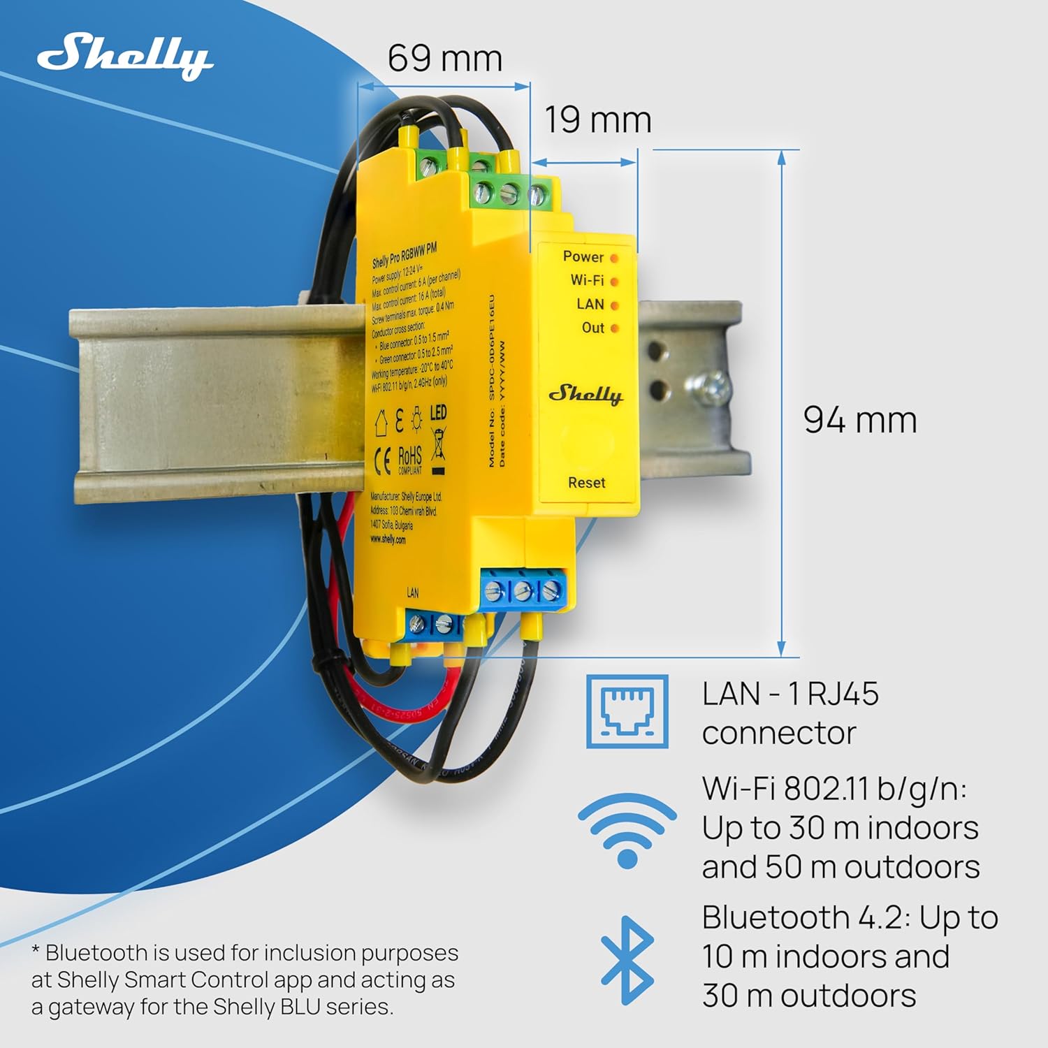 Shelly Pro RGBWW PM - Controller Luci Smart LAN & Wi-Fi - immagine 2