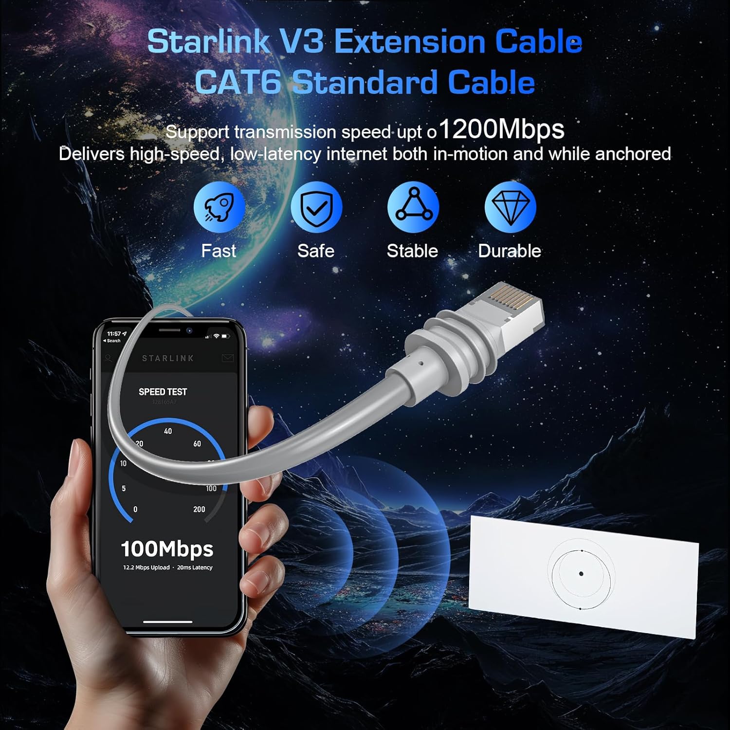 Plowaroe Starlink Gen 3 Cavo 25M, Grigio - immagine 5