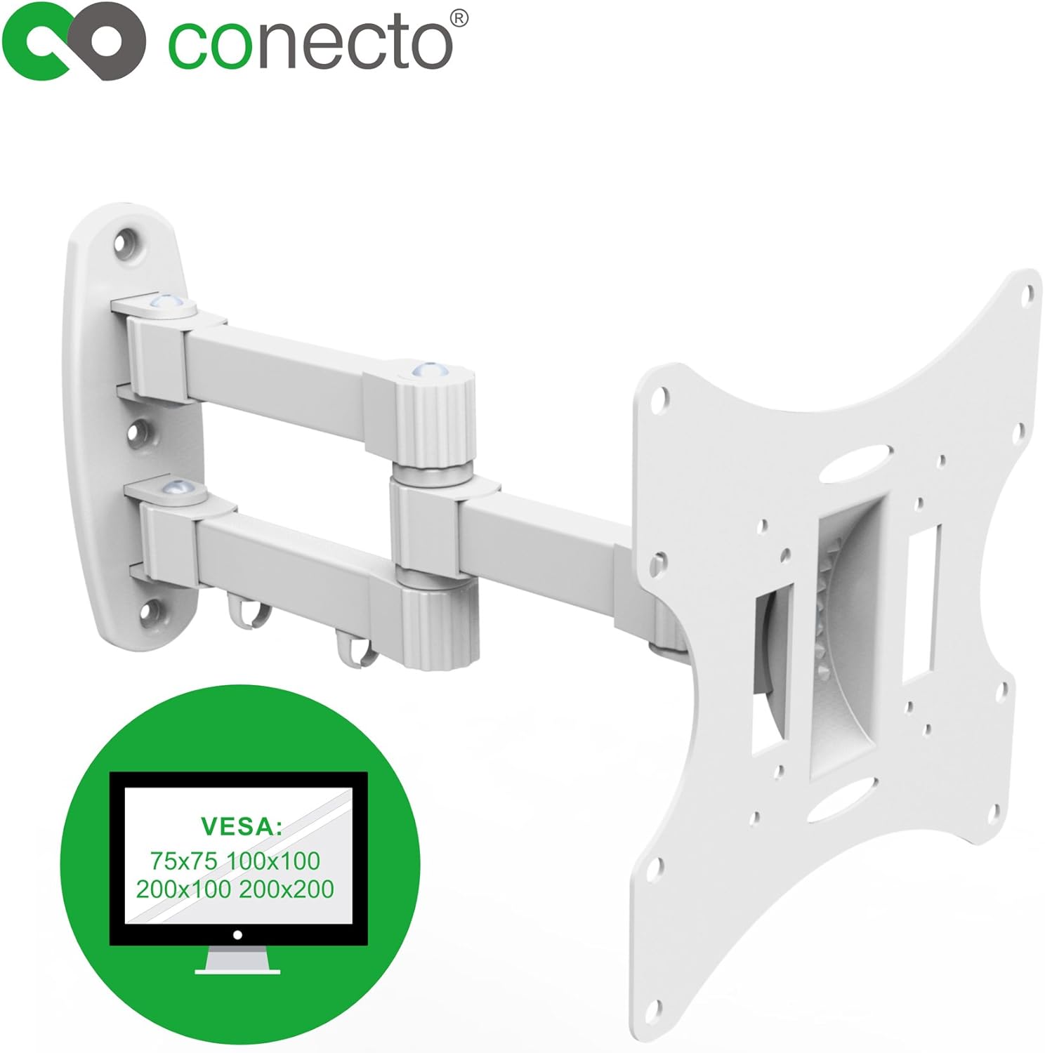 Conecto Supporto a Parete TV/Monitor 58-107cm (23-42"), Bianco - immagine 2