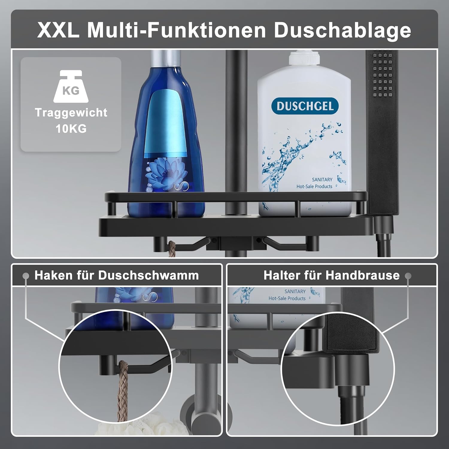 Görbach Colonna Doccia Acciaio Inox, Nero - immagine 4