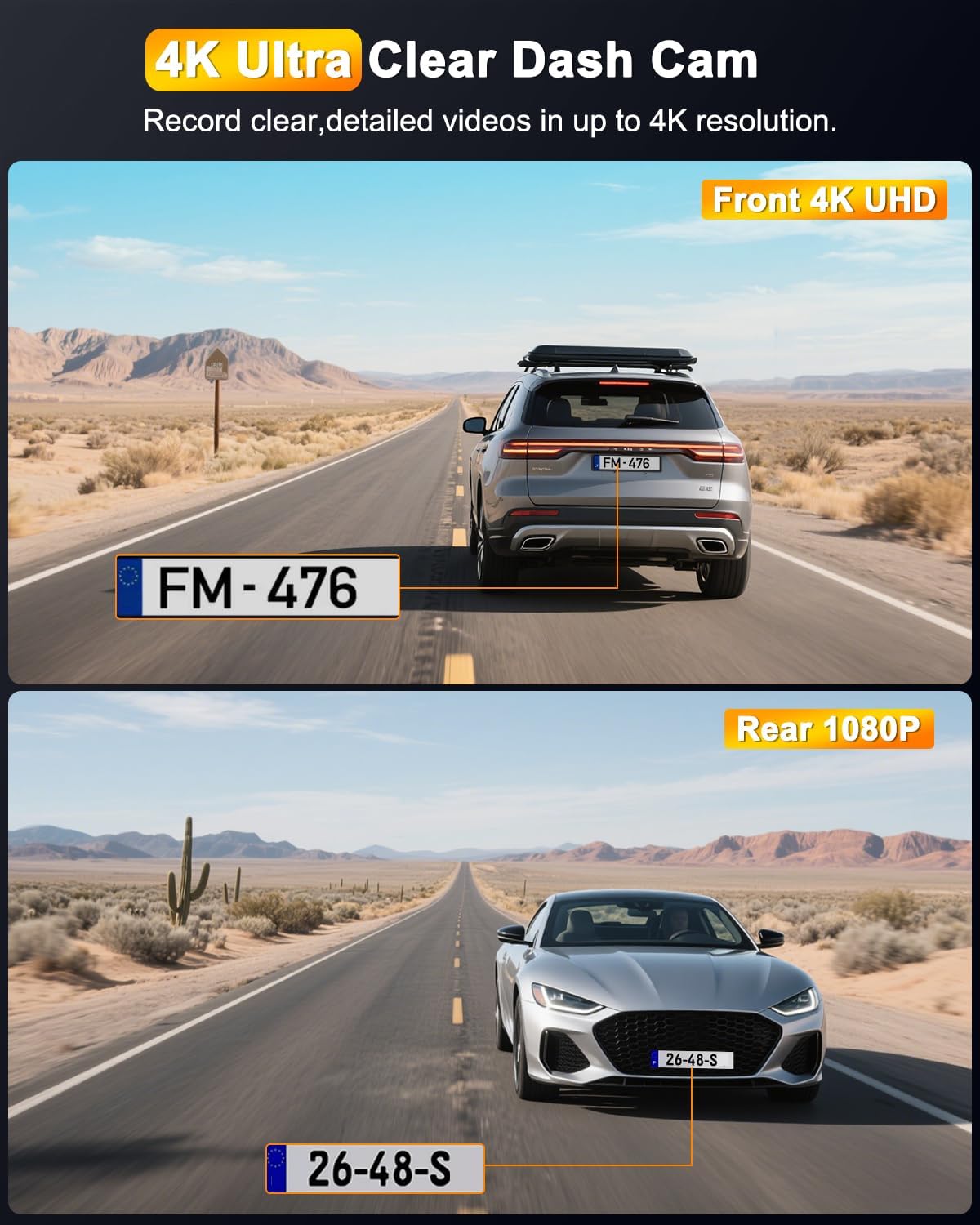 4K Dashcam Auto Fronte Retro con WiFi e SD 64G - immagine 3