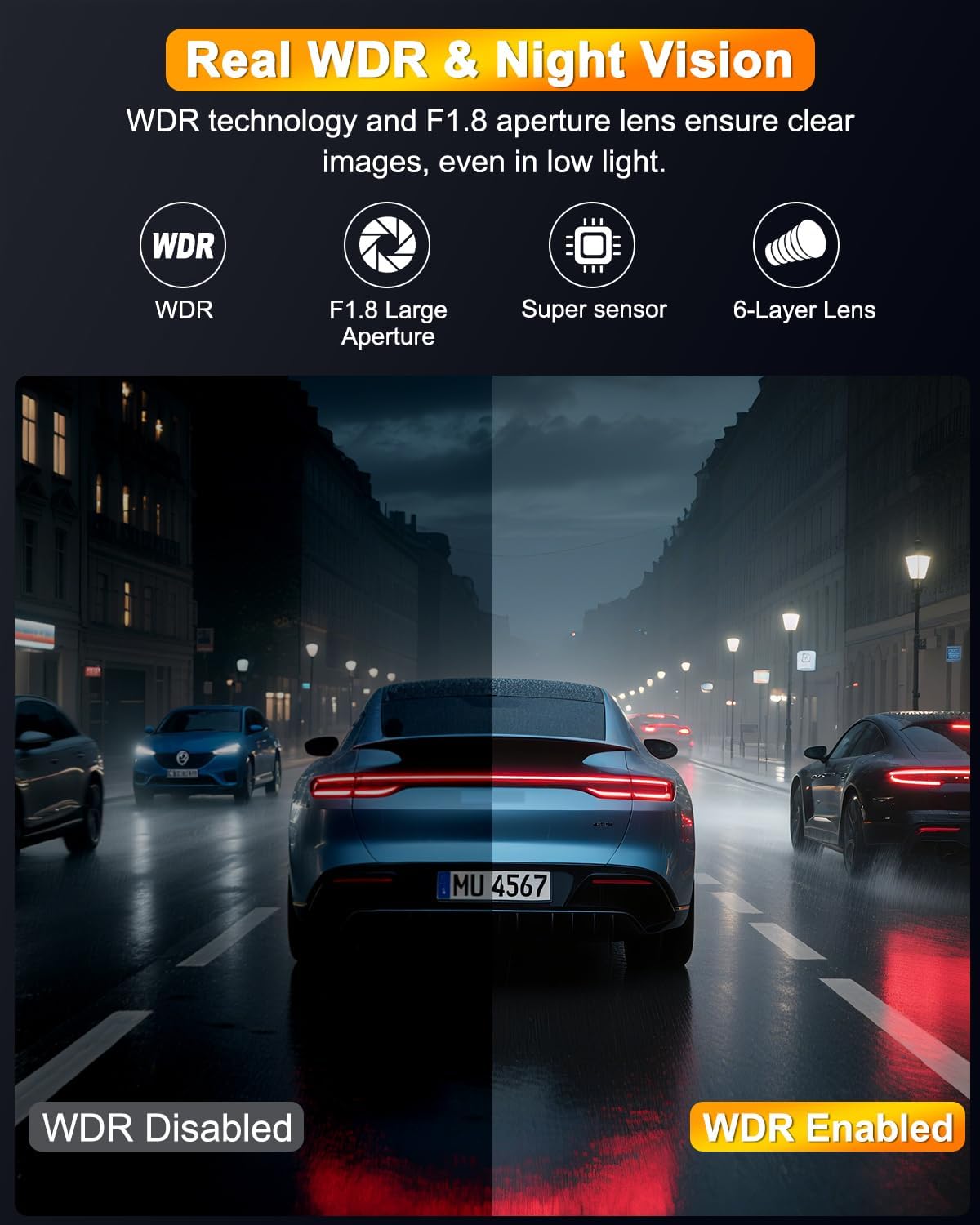 4K Dashcam Auto Fronte Retro con WiFi e SD 64G - immagine 5