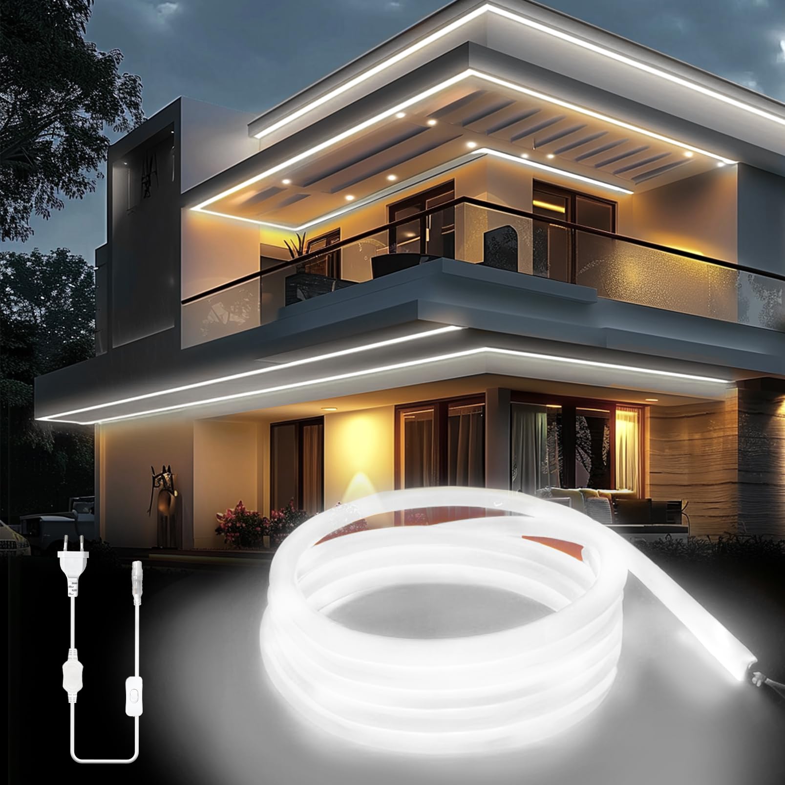 Ksibnw Striscia LED Neon 10M 220V, Bianco Freddo | Velz
