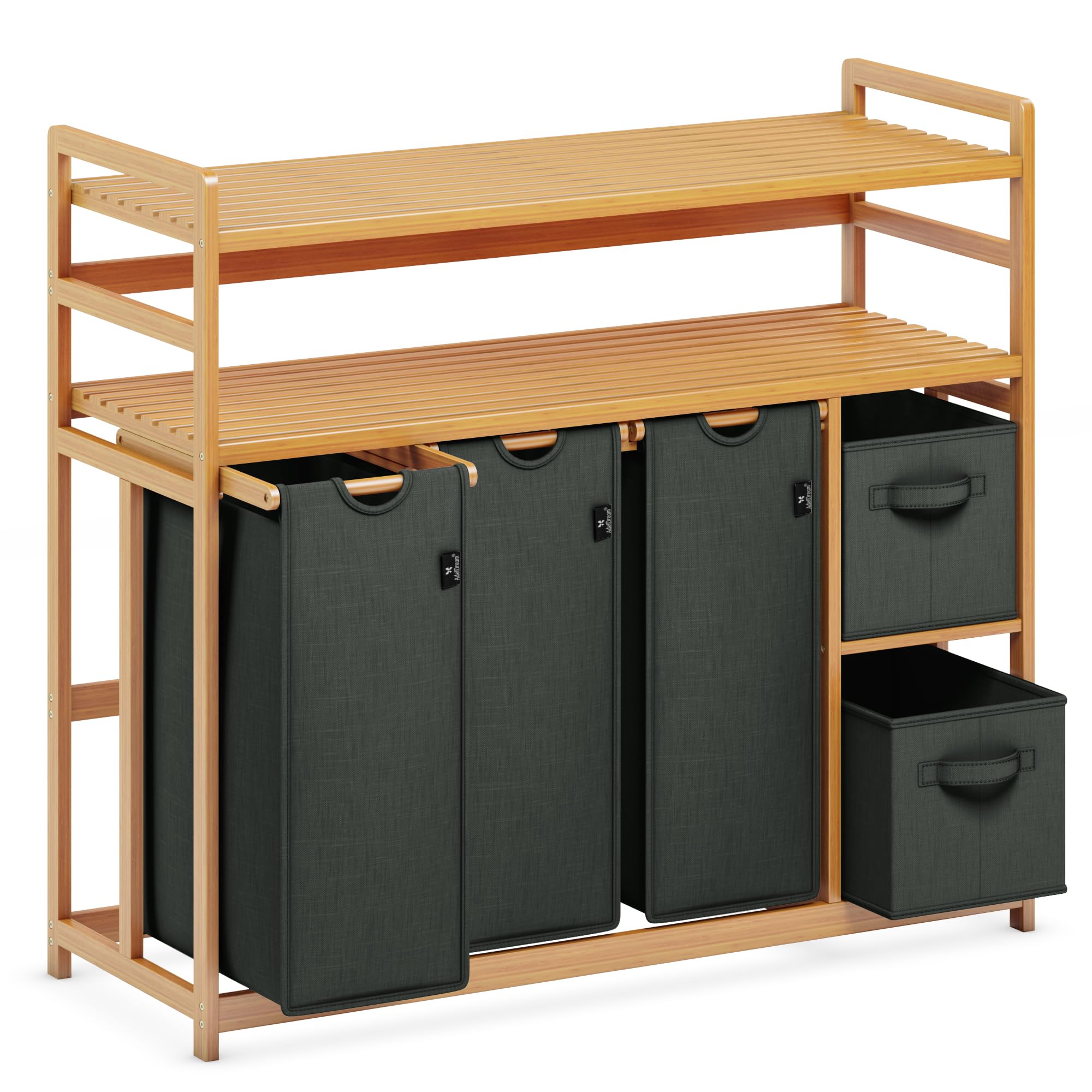 AdelDream Cesto Portabiancheria 5 Scomparti 190L, Grigio Scuro