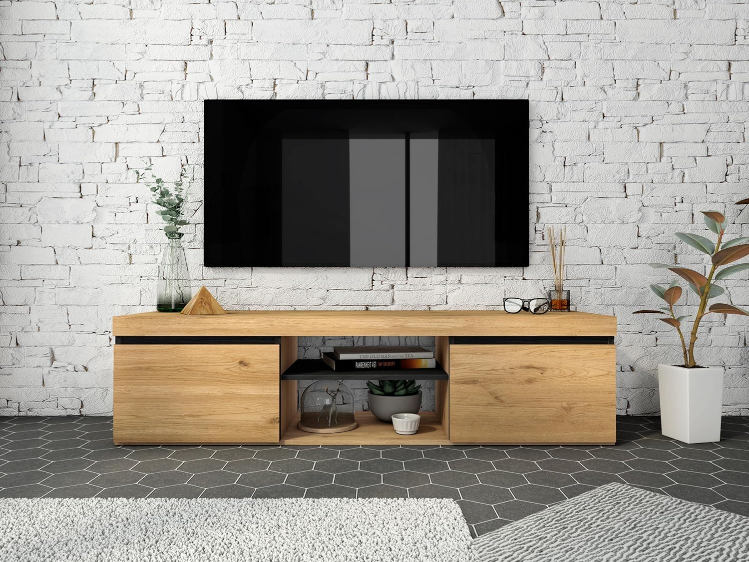 Skraut Home - Mobile TV Naturale 140x40x41cm - immagine 2