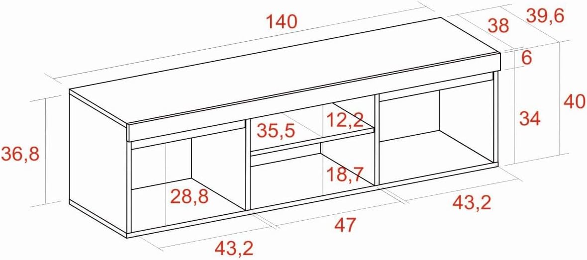 Skraut Home - Mobile TV Naturale 140x40x41cm - immagine 3