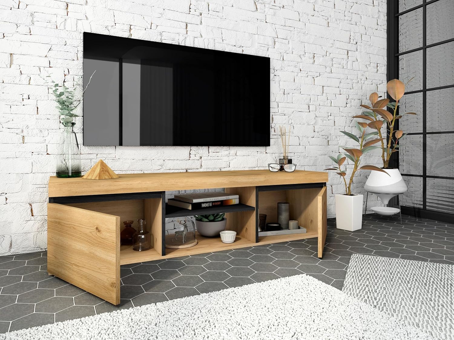 Skraut Home - Mobile TV Naturale 140x40x41cm - immagine 4