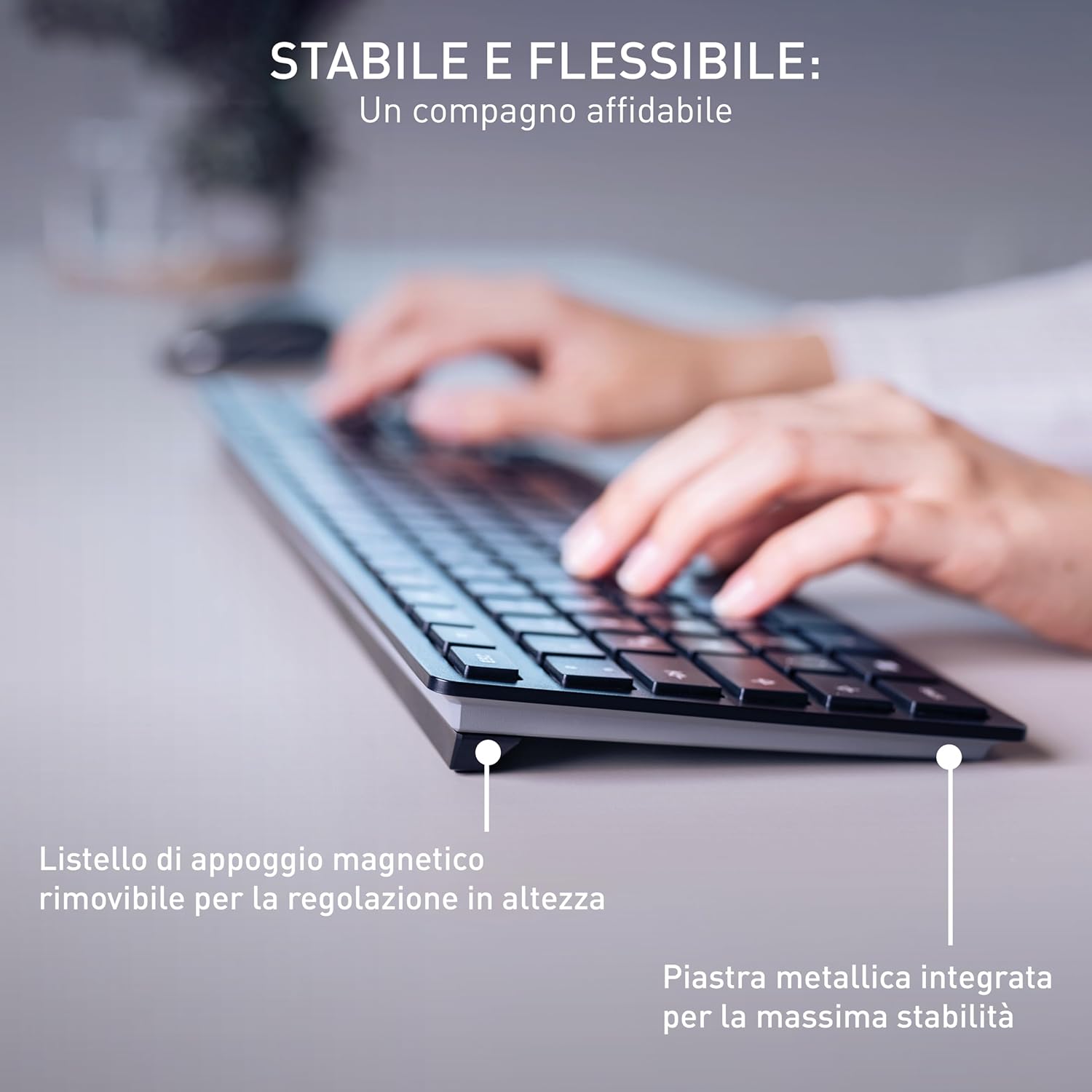 Cherry KW 9100 SLIM - Tastiera Wireless di Design, Nero-Grigio - immagine 6