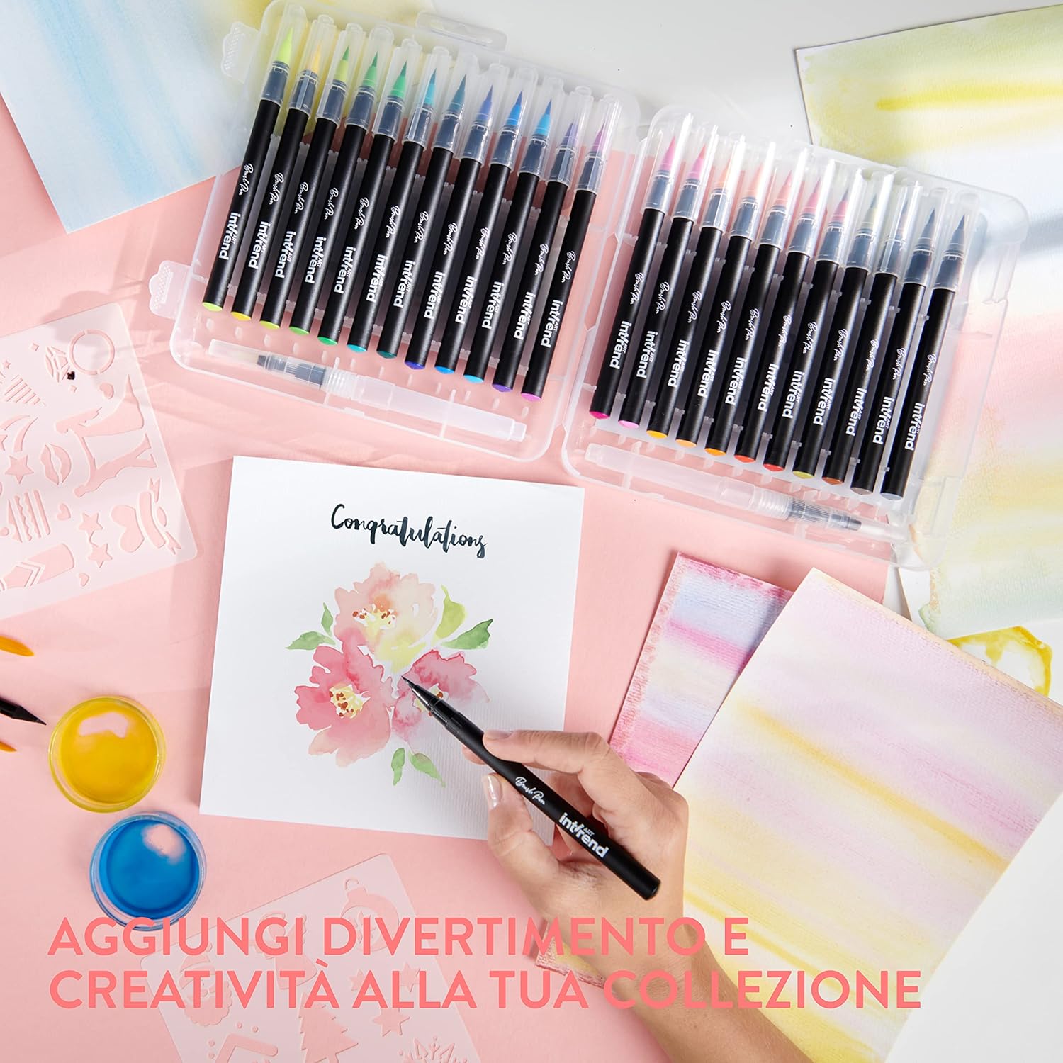 Int!rend Pennarelli Lettering Acquerellabili Set 51 pz - immagine 2