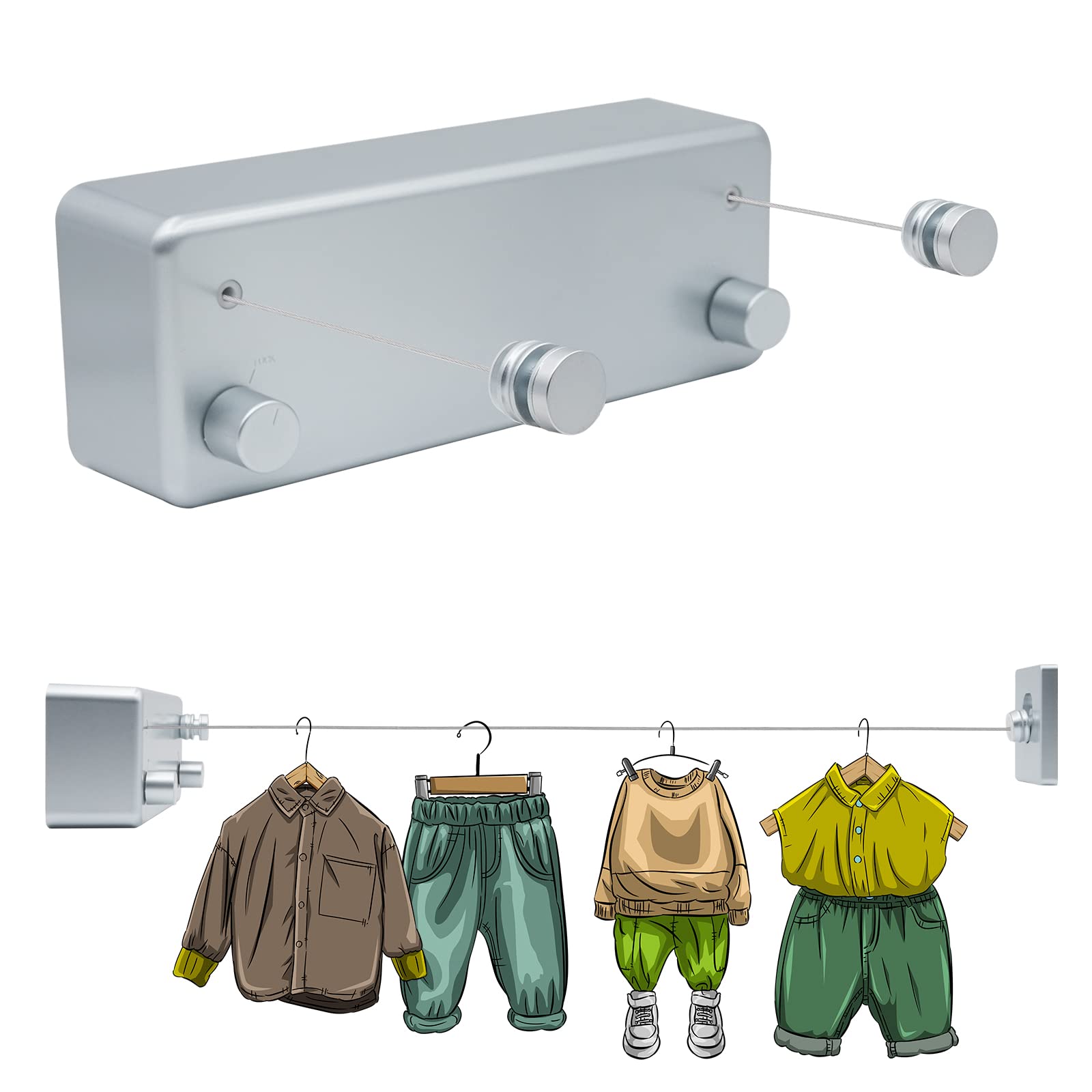 Muyirted Corda Stendibiancheria Estensibile 4.2m, Argento