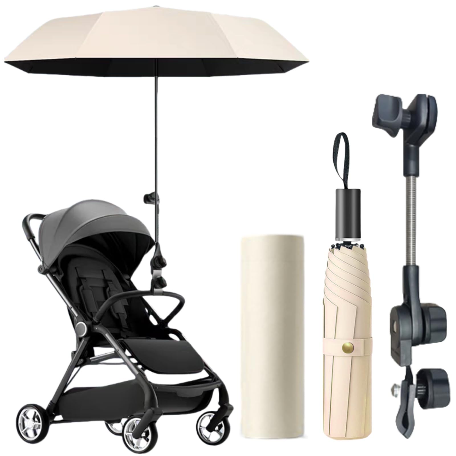 Ombrellone Per Passeggino Protezione UV,Ombrello Per Bambini Con Strisce Riflettenti,Ombrello Portatile per Passeggini E con Clip,Ombrello Pieghevole Per Bambini,Ombrellino Per Passeggino