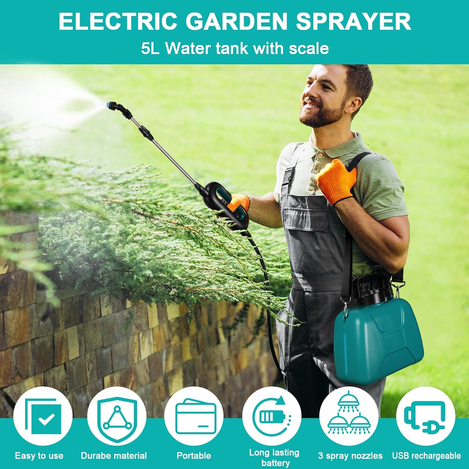 Tlgreen Pompa Irroratrice a Batteria 5L, 7.4V - immagine 4