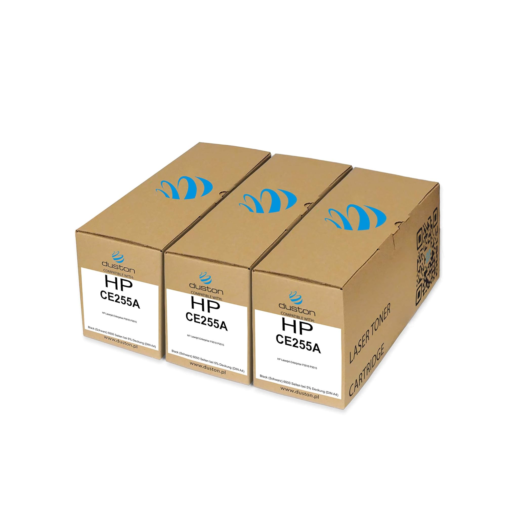 Duston 3x CE255A Toner Nero Compatibile HP Laserjet