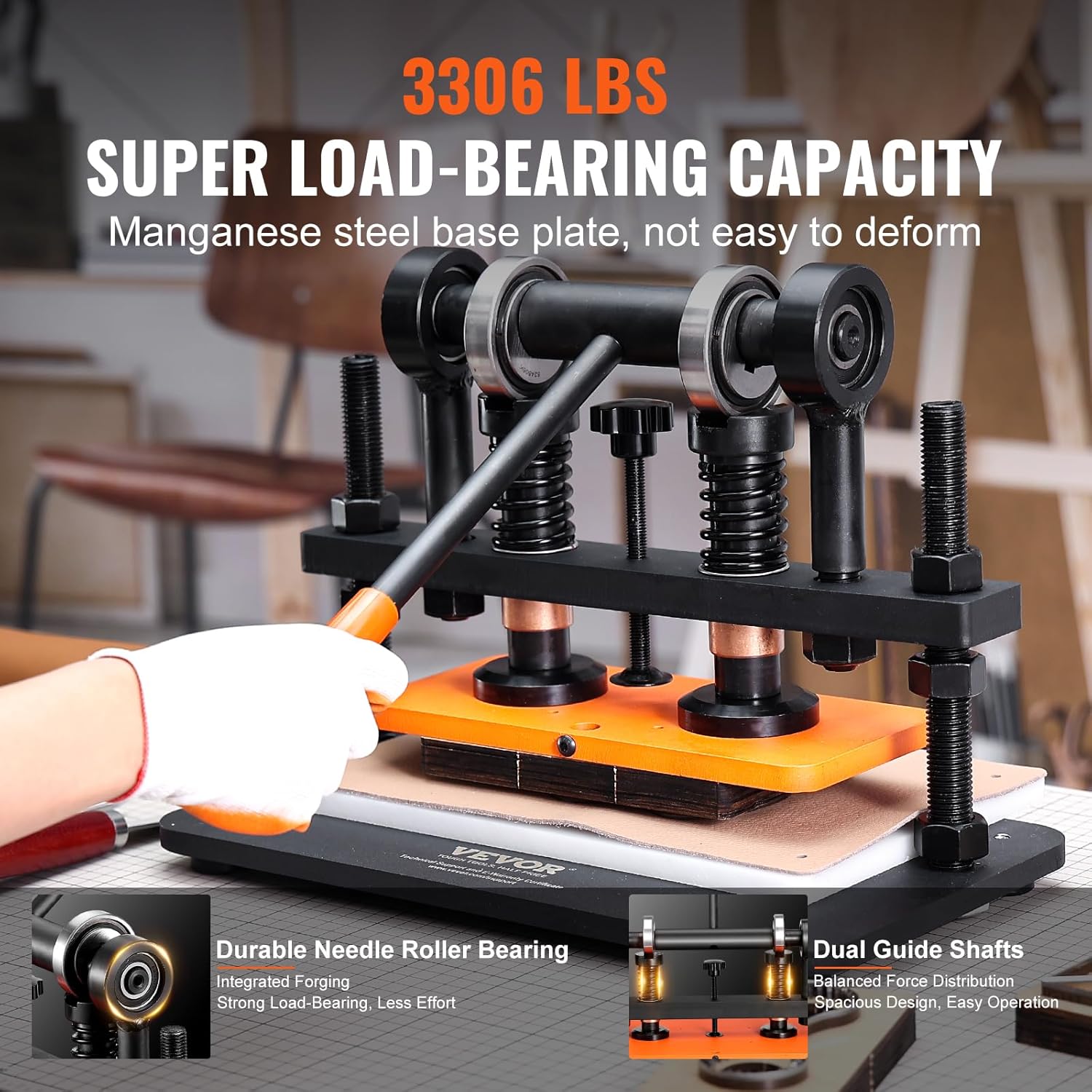 Vevor Macchina per Goffratura Pelle 260x120 mm 1,5 T - immagine 3