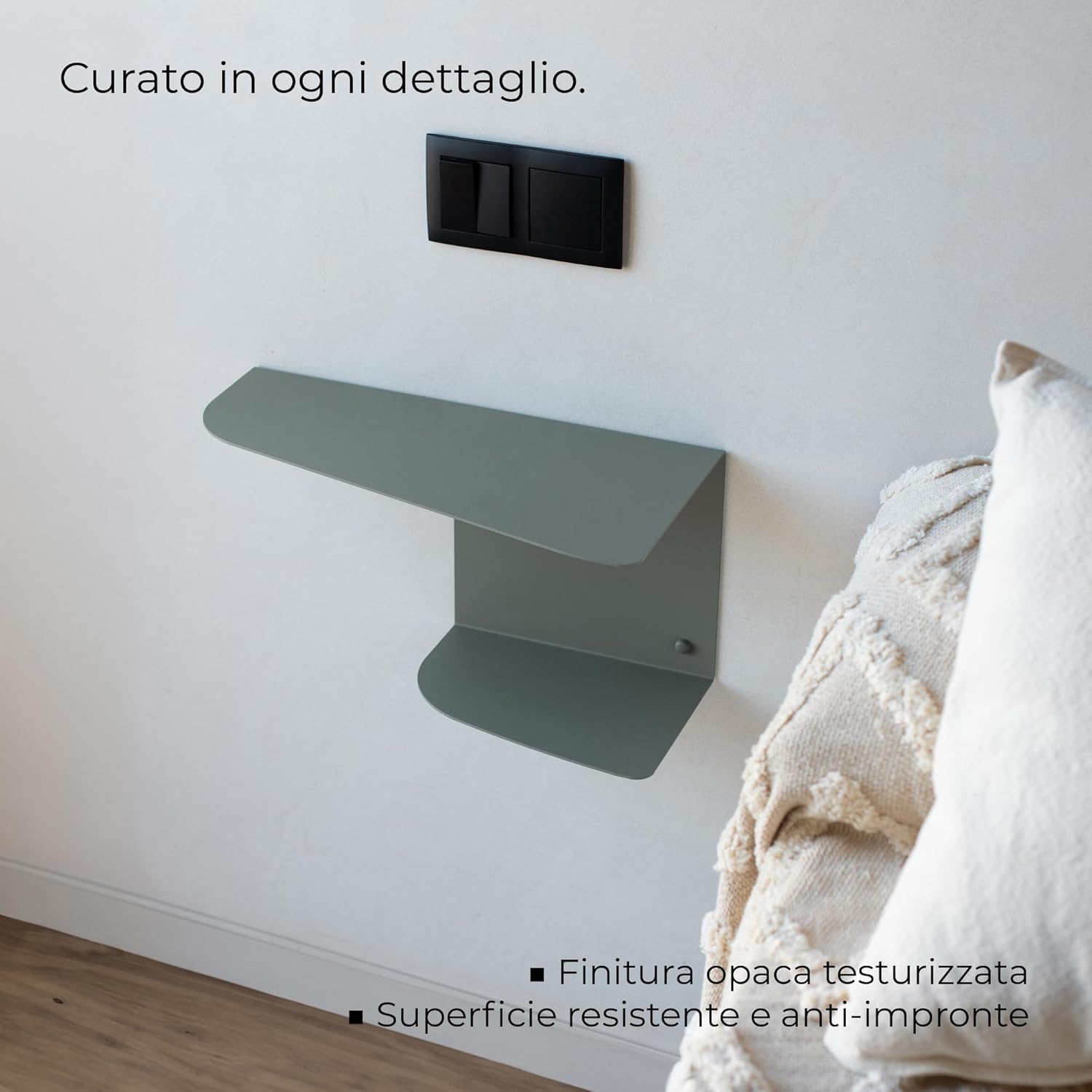 Miluka Pack 2 Comodini Sospesi Verdi 40x20 cm - immagine 5