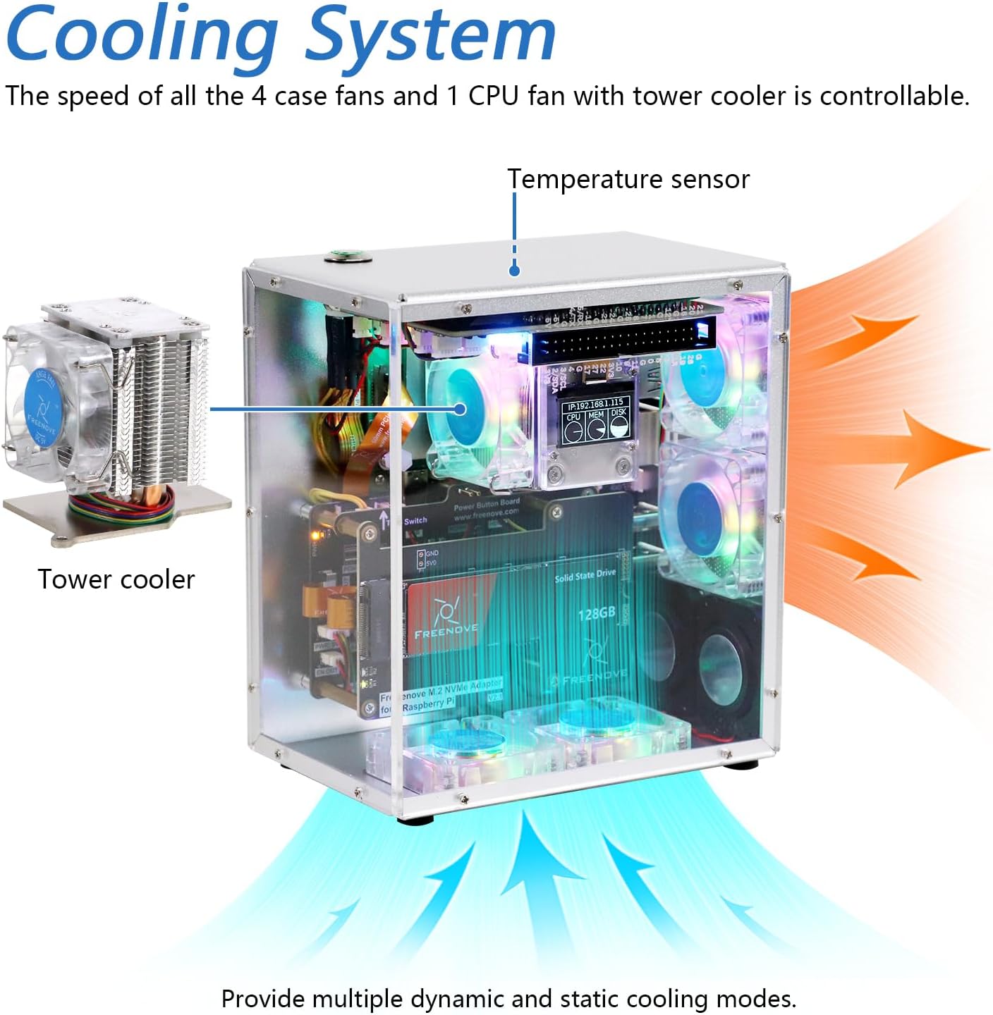 Freenove Raspberry Pi 5 PC Case Kit con M.2 NVMe SSD - immagine 5