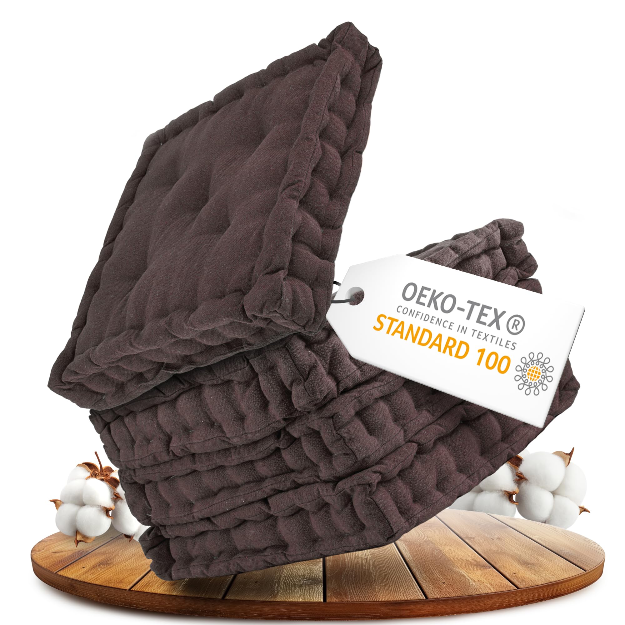 Gräfenstayn® Set 4 Cuscini per Sedia 40x40x8cm, Marrone