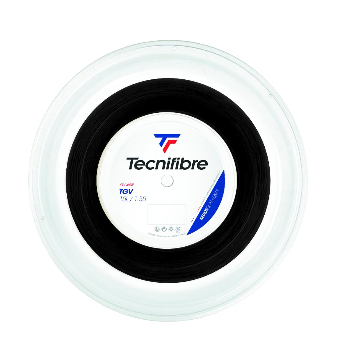 Tecnifibre Tgv 200M Schwarz Tennis Rotolo di Corde Multifilamento Nero 1,35