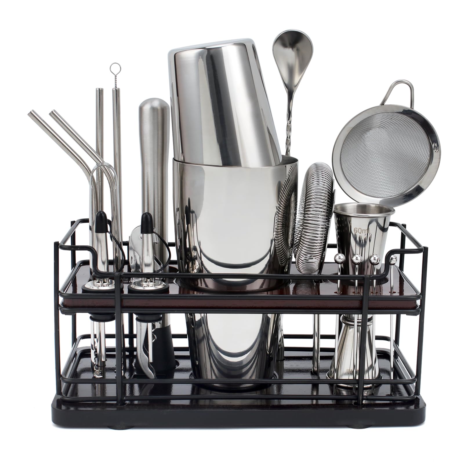 Kit Cocktail 20 Pezzi in Acciaio Inox 825ml, Argento