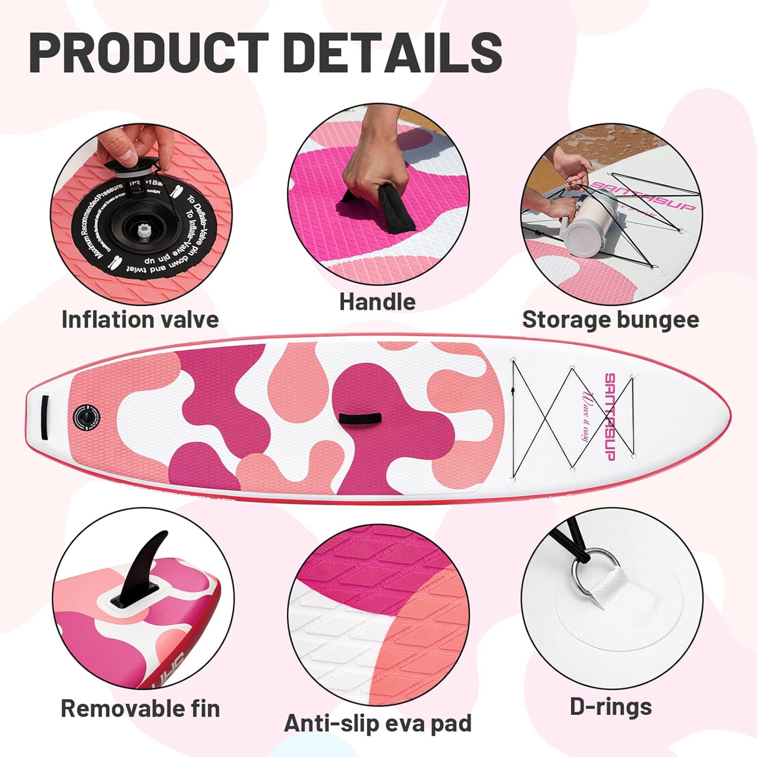 Santasup Tavola Stand Up Paddle Gonfiabile, Blu - immagine 2