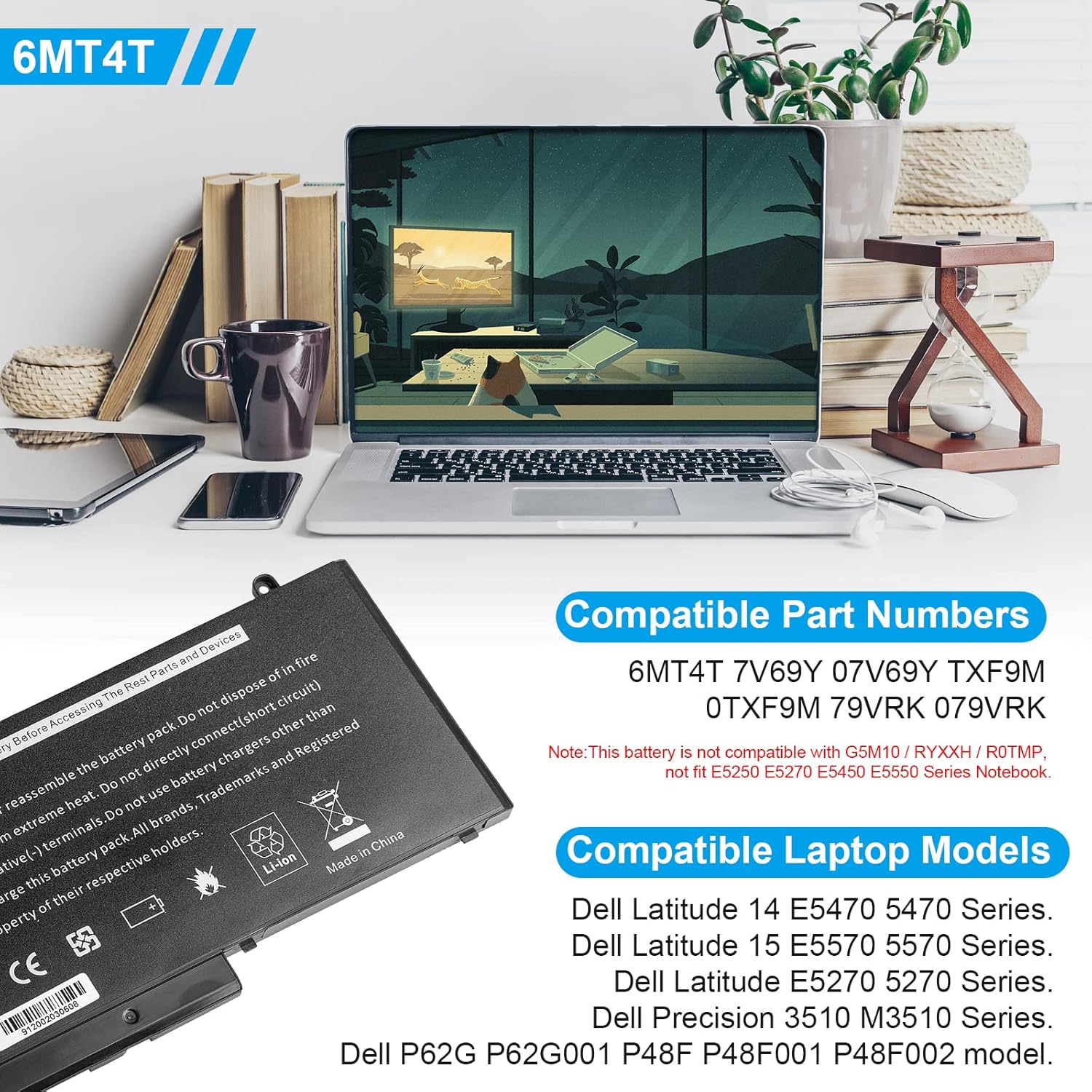 Asuncell Batteria Laptop 6MT4T per Dell Latitude E5470 E5570 - immagine 2