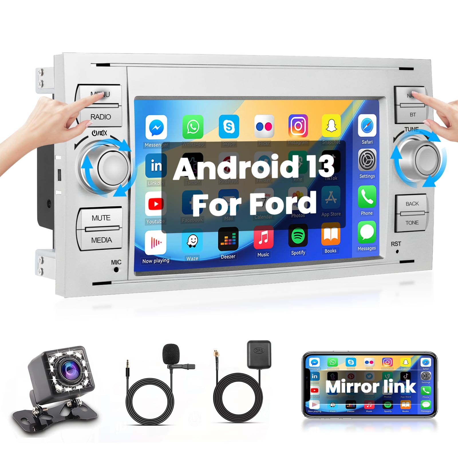 Hikity Autoradio Android 7 Pollici Touch Screen per Ford