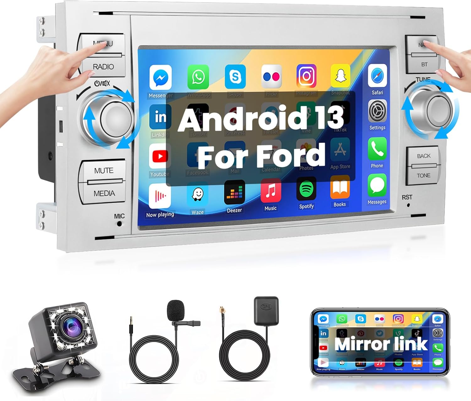 Hikity Autoradio Android 7 Pollici Touch Screen per Ford - immagine 1