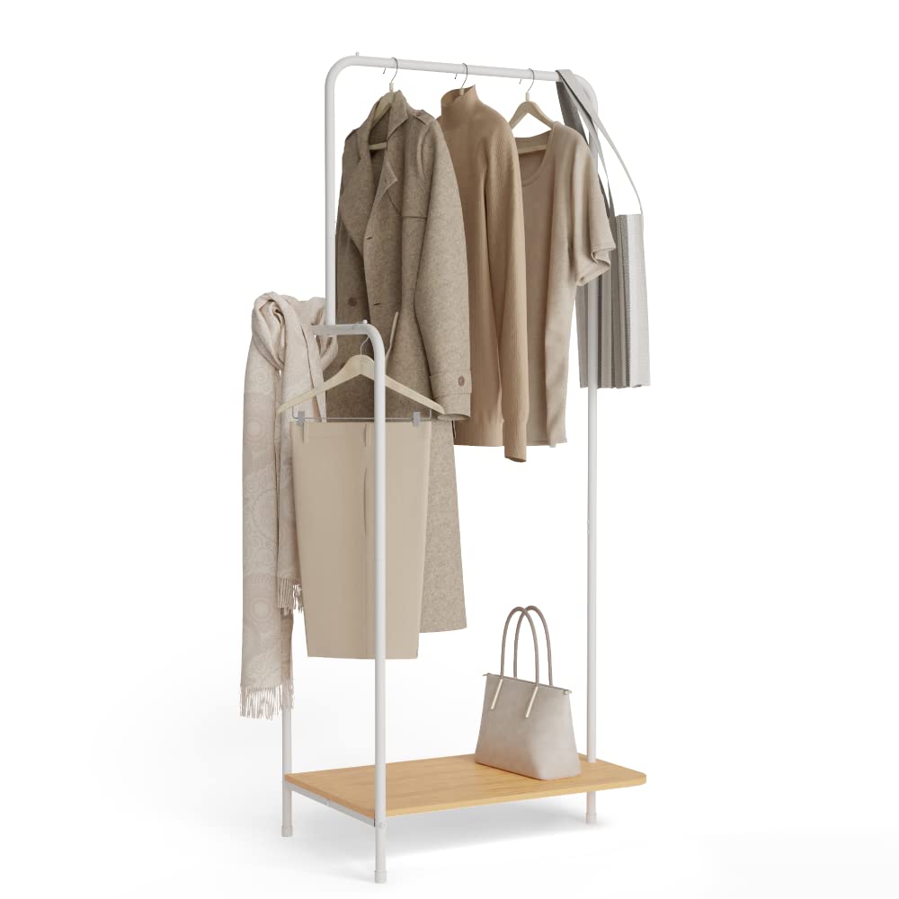 Newlux Appendiabiti da Terra Hangy Wood 100 con Scarpiera, Bianco