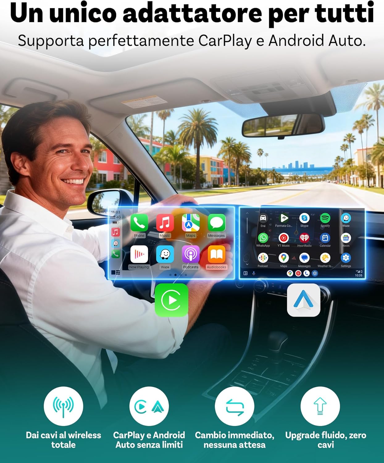 Ottocast Mini Pico 2026 - Adattatore Wireless 2-in-1 CarPlay & Android Auto - immagine 2