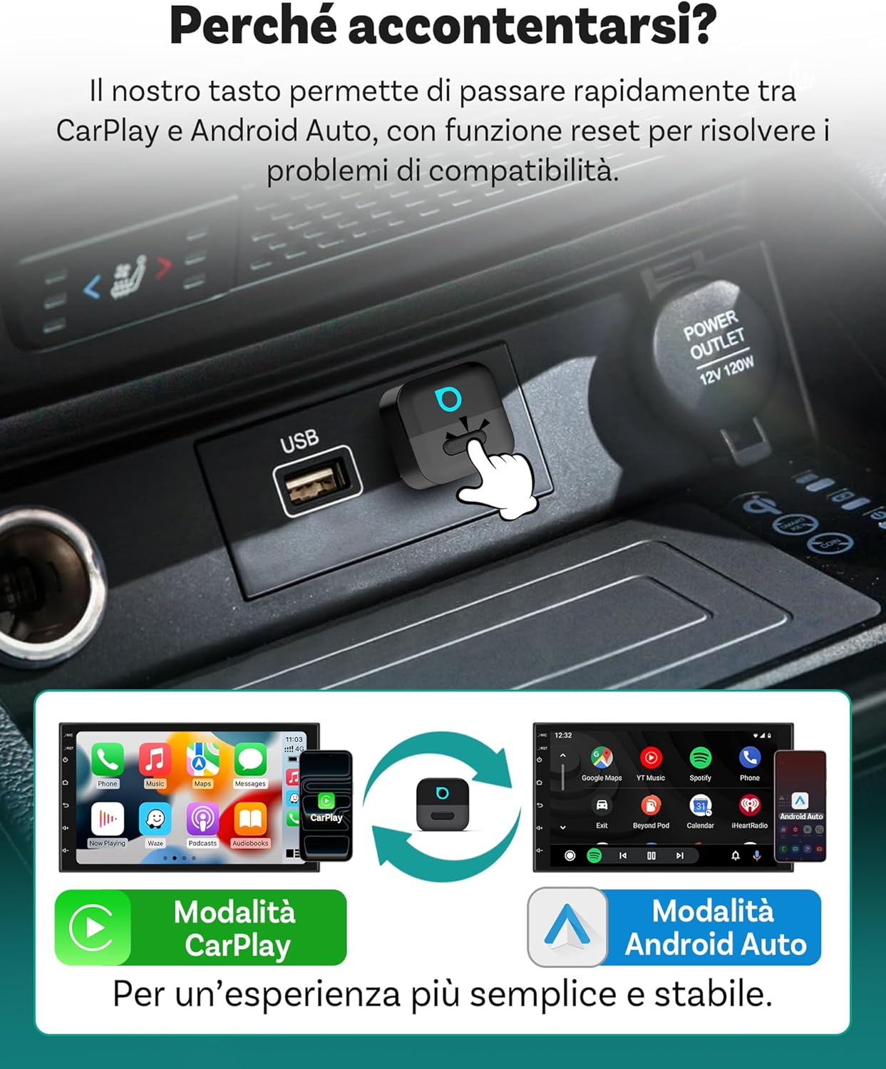 Ottocast Mini Pico 2026 - Adattatore Wireless 2-in-1 CarPlay & Android Auto - immagine 3