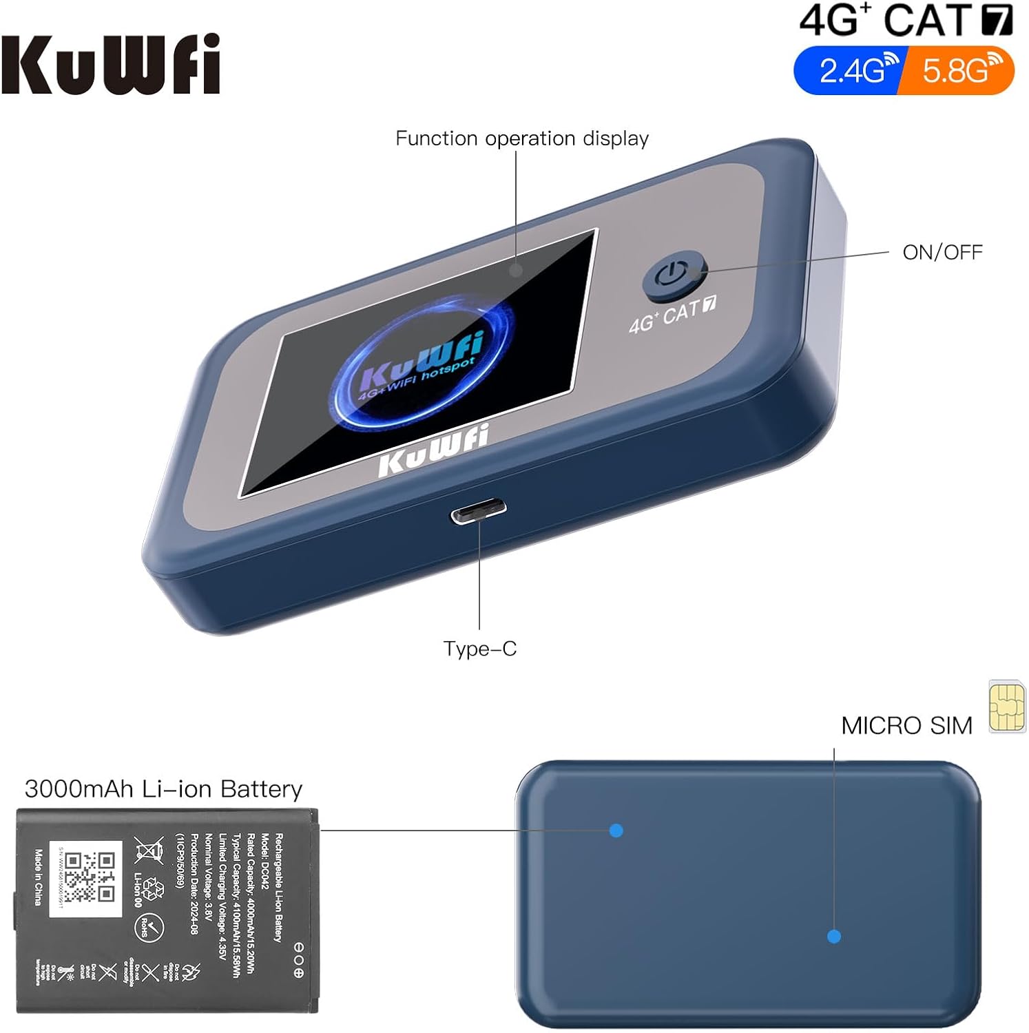 Kuwfi Router 4G+ SIM Dual Frequenza Mobile Wireless - immagine 2