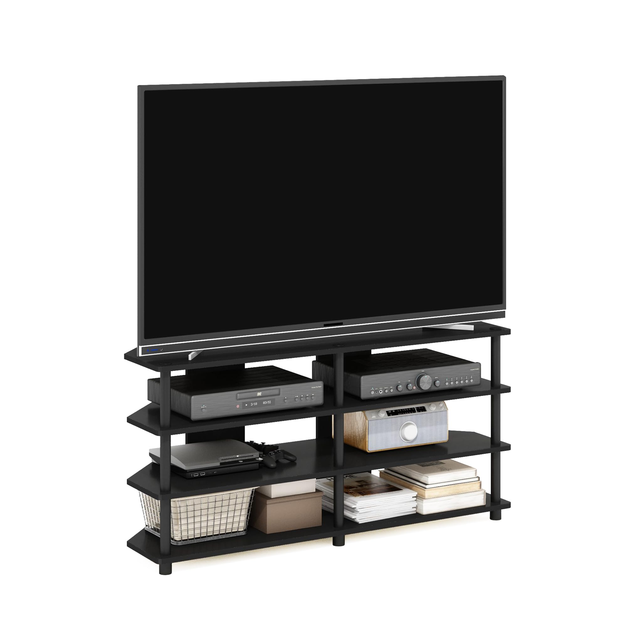 Furinno Econ Supporto TV Angolare a 4 Livelli, Nero
