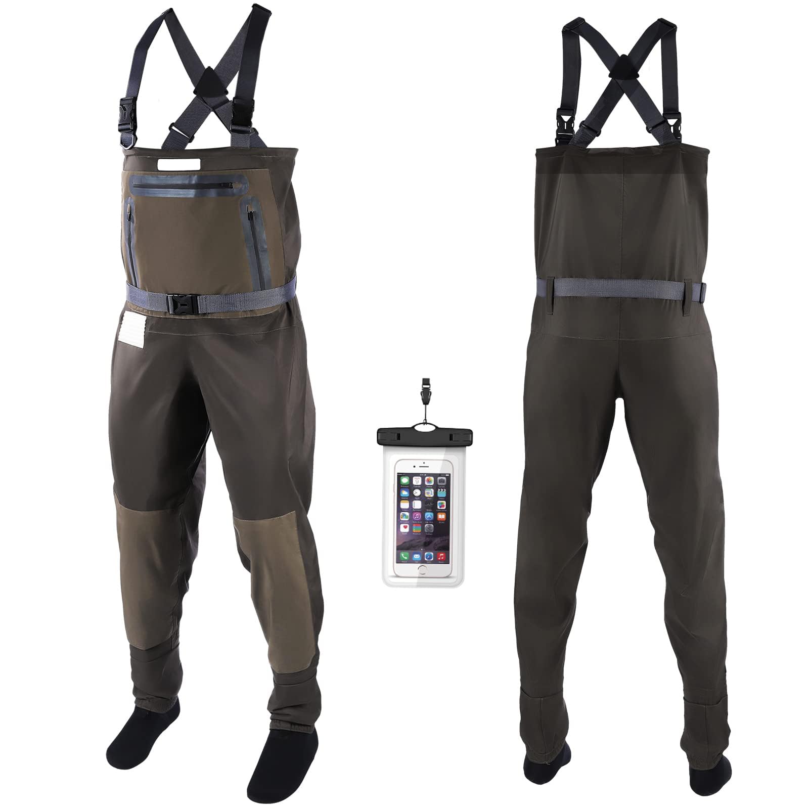 WIN.MAX Waders da Pesca Traspiranti Impermeabili, Grigio-XXL