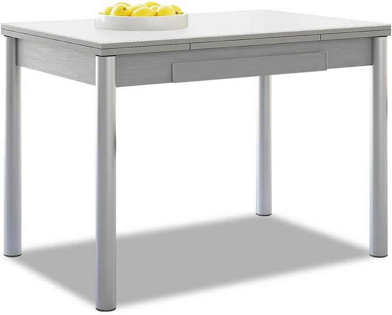 ASTIMESA Alas - Tavolo da cucina, in metallo, bianco, 90 x 50 cm