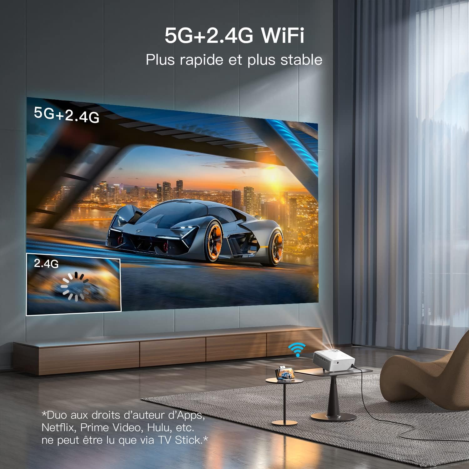 Visspl Proiettore 4K Supporta WiFi Bluetooth 21000L | Velz